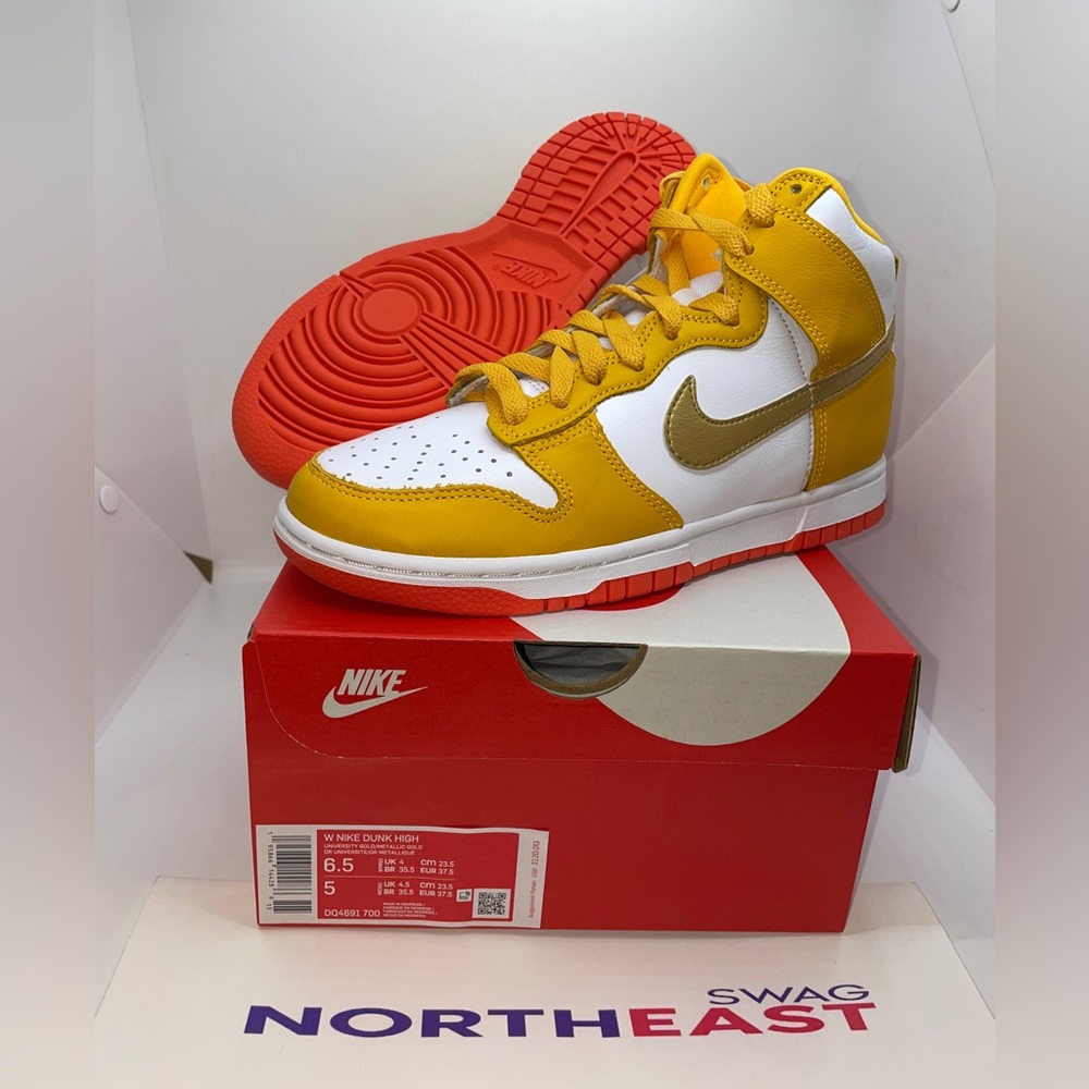 Nike Dunk High Women's University Gold Crimson Orange Size 6.5 BRAND NEW DS